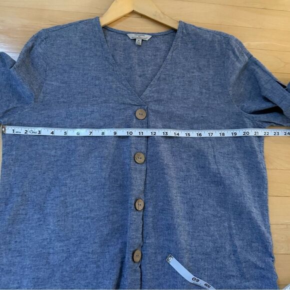 Linen Blend By Hester & Orchard Linen Blend V Neck Tunic with Sleeve Tie M NWOT - Picture 3 of 14